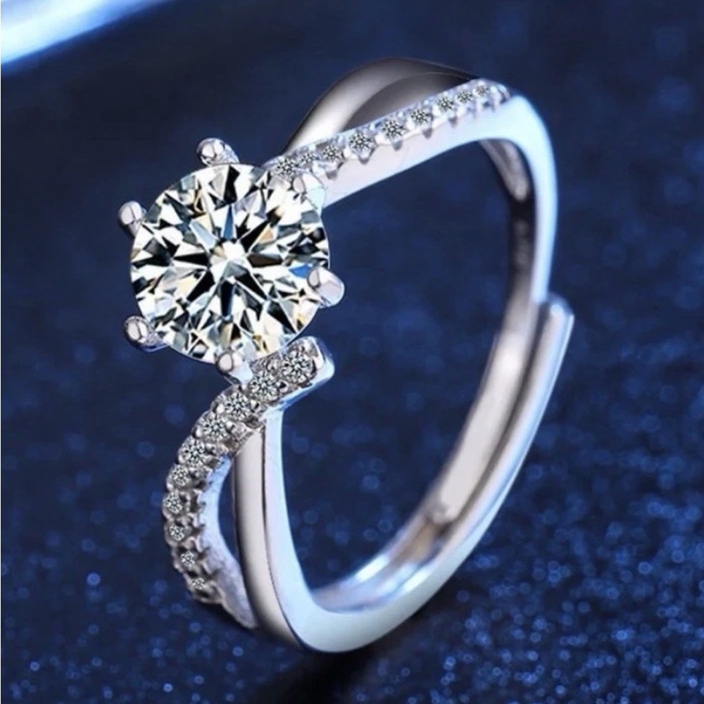 Sterling Silver 925 Moissanite One Size Fits All Ring